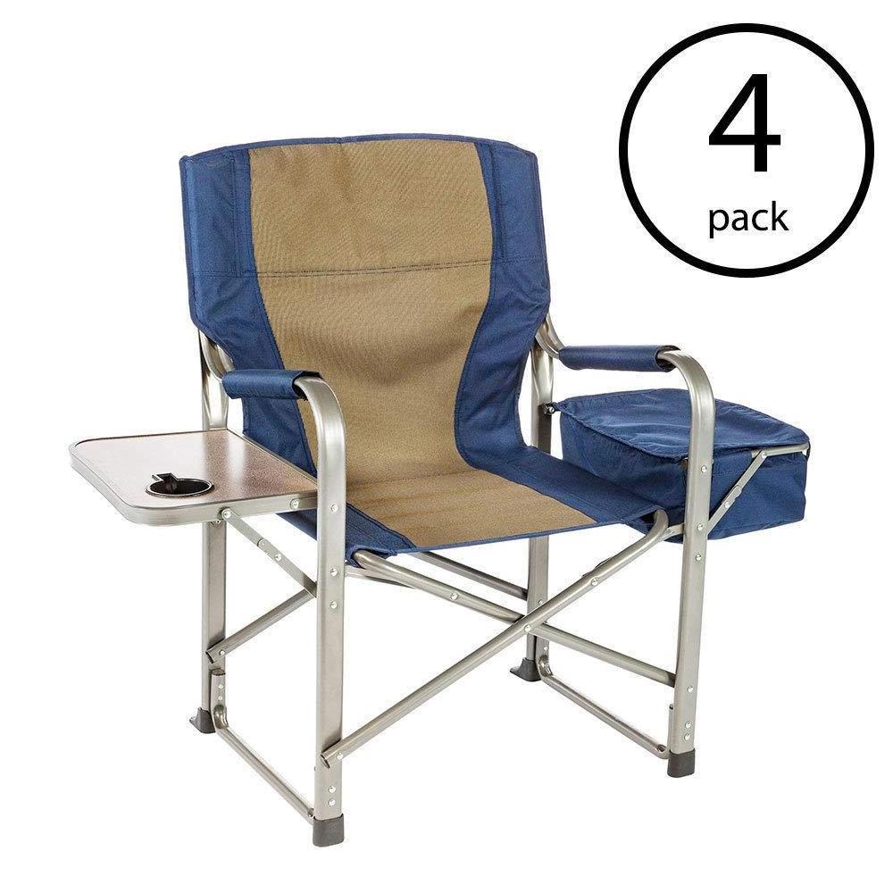 Camp Folding Director's Chair with Side Table & Cooler