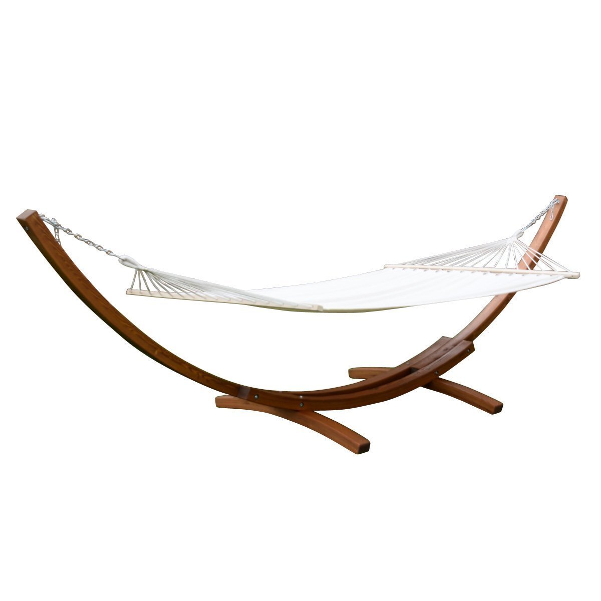 Garden Outdoor Patio 14.5FT Wood Wooden Hammock with Arc Stand Standing Frame