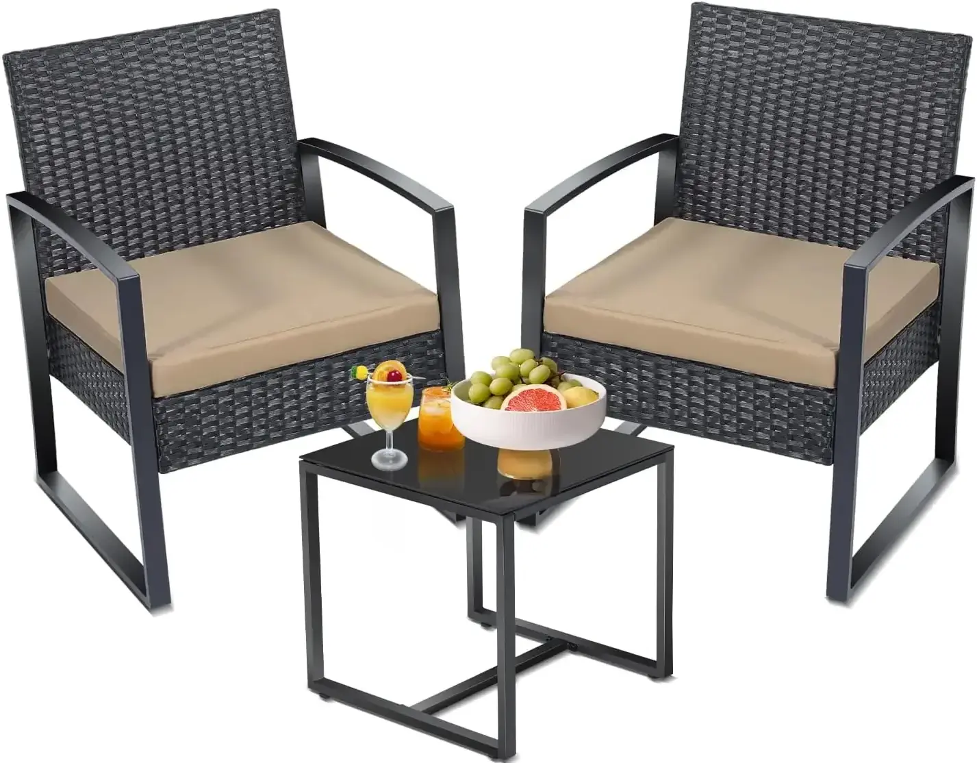 Outdoor Garden Patio Plastic Resin Bistro Set 3PC Table And Chair Furniture