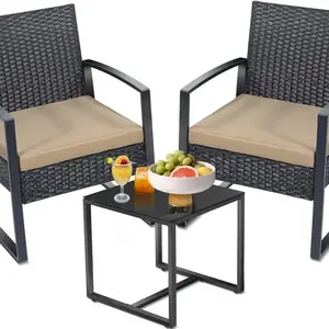 Outdoor Garden Patio Plastic Resin Bistro Set 3PC Table And Chair Furniture