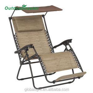 Oversized Lounger Folding Patio Zero Gravity Chair with canopy, footrest, Brown