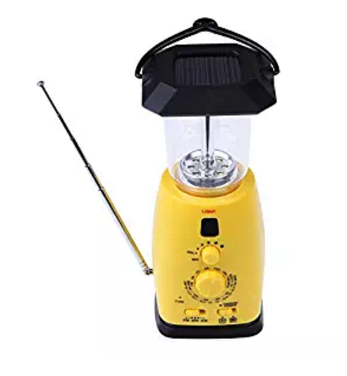 Solar Hand Crank Dynamo Camping Tent Lantern Lamp Am/fm Radio 8led Phone Charger