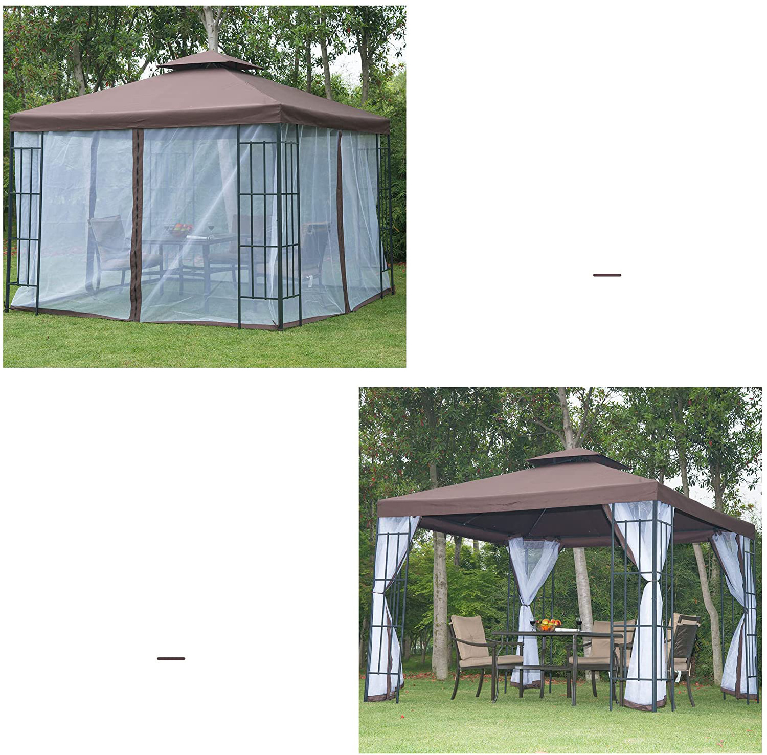 3 x 3 m Outdoor Gazebo Garden Gazebo Party Tent Marquee Double Roof  Replacement Canopy Top Cover With Sides