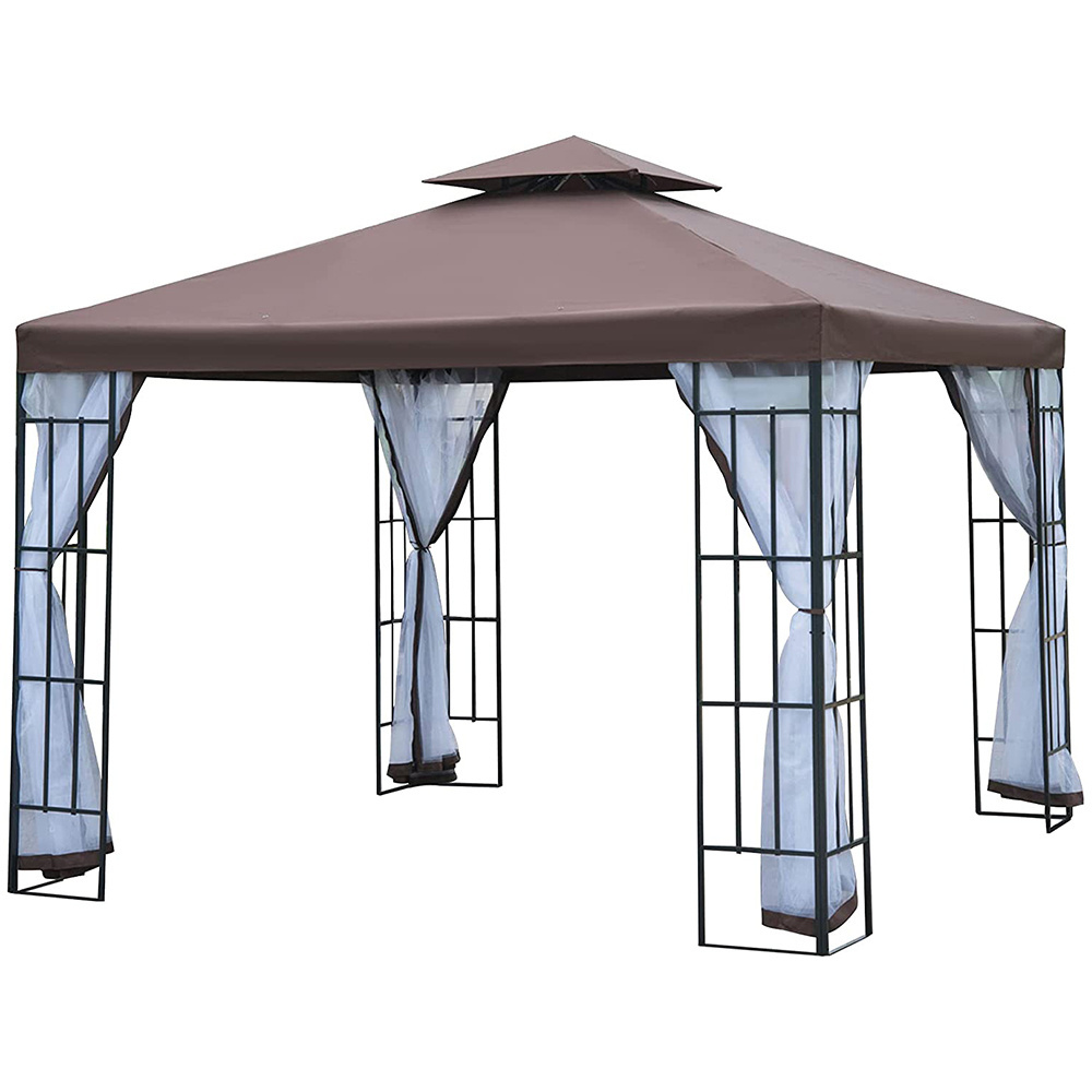 3 x 3 m Outdoor Gazebo Garden Gazebo Party Tent Marquee Double Roof  Replacement Canopy Top Cover With Sides