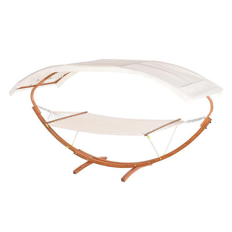 Wooden Arc Outdoor Hammock with Modern Curved Stand