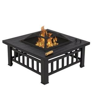 Outdoor Yard Garden Patio Square 32" Metal Firepit Stove Fire Pit