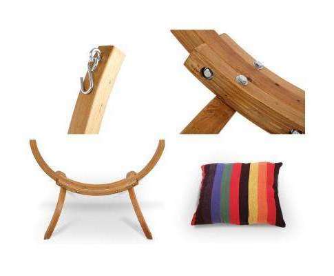 Wooden Hammock Chair Stand With Hanging Chair Up To 150KGS