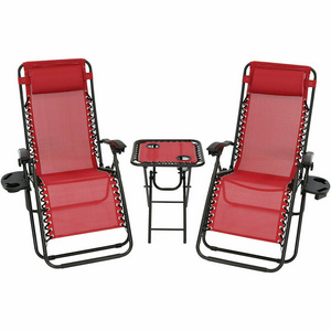 Zero Gravity Reclining Lounge Chairs - Set of 2 with Side Table