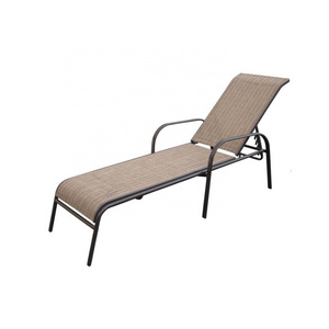 Outdoor Beach Yard Pool Aluminum Sunbed Lounge Chair with Armrest for Outdoor and Garden