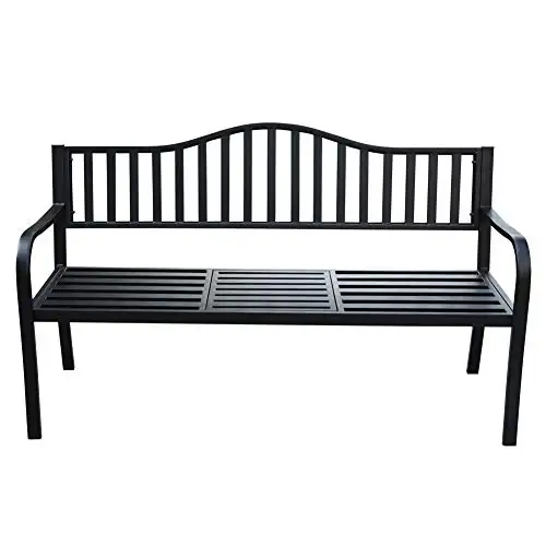 Cast Iron Metal Outdoor Garden Park Bench with Middle Table