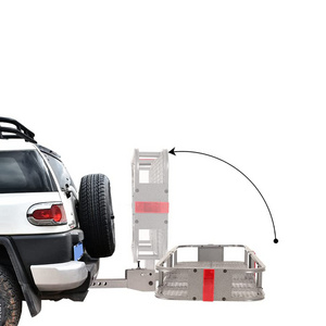 Basket Trailer Hitch Cargo Carrier 60"x 21" Folding Trailer Hitch Luggage Rack with Cargo Bag and Net