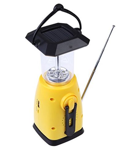 Solar Hand Crank Dynamo Camping Tent Lantern Lamp Am/fm Radio 8led Phone Charger