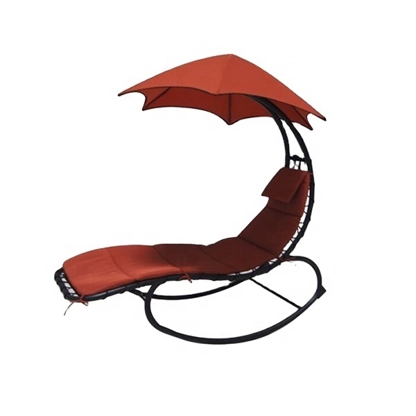 Hanging Rocking Lounge Chair Chaise Chair with Sun Shade Canopy