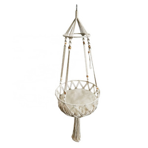 Bohemian Pet Hammock Tassel Lace Hand Cotton Thread Woven Cat Rest Hanging Basket Macrame Pet Nest Cat Dog Hammock Swing