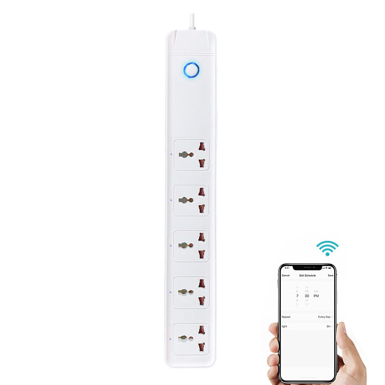 Hot Sale Many 10A Wifi Smart Extension Universal Socket 5 Outlets Tuya Smart Switch Power Strip US Extender