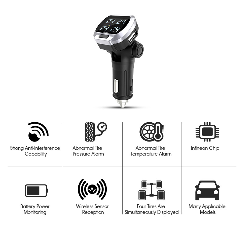 Oem Standard Tpms With Cigarette Lighter Display Truck Air Tyre Pressure Pump Monitoring