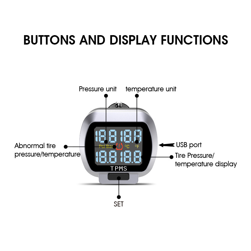 Oem Standard Tpms With Cigarette Lighter Display Truck Air Tyre Pressure Pump Monitoring