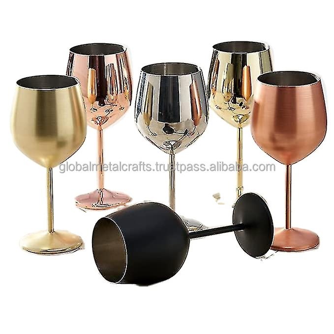 Stainless Steel Wine Glasses  Copper/gold Wine Goblets for Party Office Wedding, Great for Red White Wine