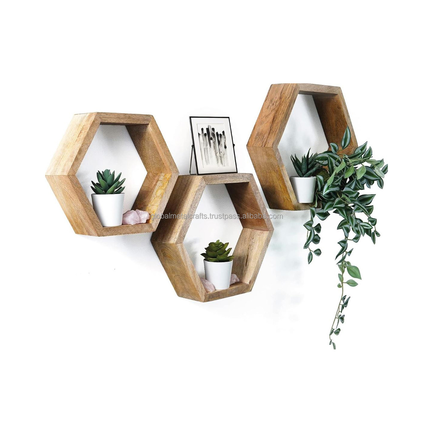 Wooden Hexagon Shelves, Honeycomb Shelves for Displaying Wall Decorations for Bedrooms, Living Room Decorative Home Accessories