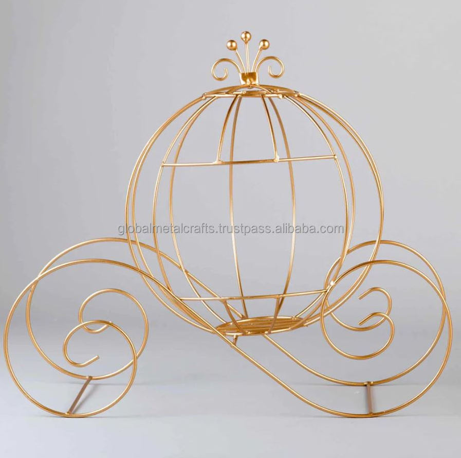 Wire Cinderella Pumpkin Carriage Centerpiece for Wedding,Events, Decoration Gold