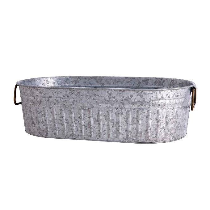 Galvanized Metal Round Large Bathtub Handmade Stainless Steel Galvanized Bathtub for Decoration, Decorative Vintage Color Design