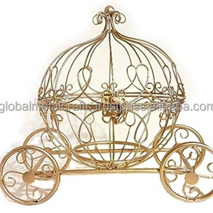 Pumpkin Carriage Candy Box Decorative Metal Cinderella Carriage Centerpiece Gold Wire Princess Carriage