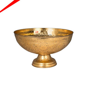 unique design metal gold round punch bowl for hotel centerpiece bowl fruit bowl and wine chiller ice bucket