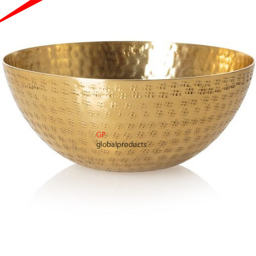 unique design metal gold round punch bowl for hotel centerpiece bowl fruit bowl and wine chiller ice bucket