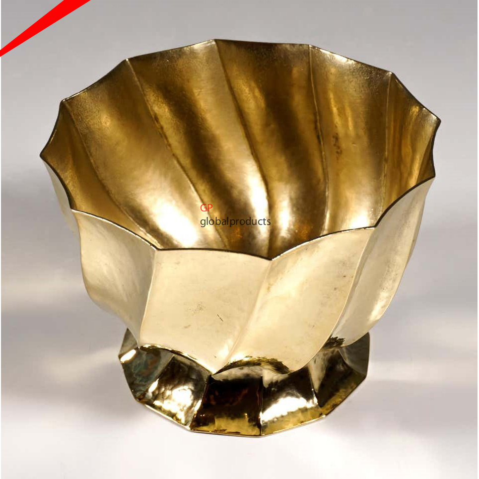 unique design metal gold round punch bowl for hotel centerpiece bowl fruit bowl and wine chiller ice bucket