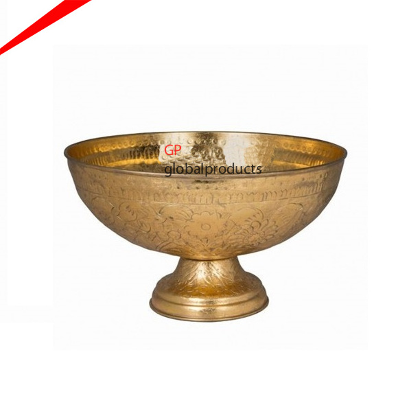 luxury decorative brass gold punch bowl with designer legs hotel decoration snacks serving bowl