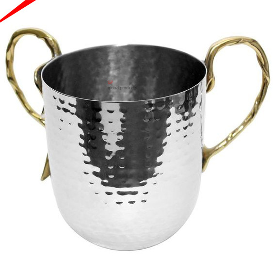 ultimate quality metal jewish hand washing jug with golden ring handles judaism hand washing cup