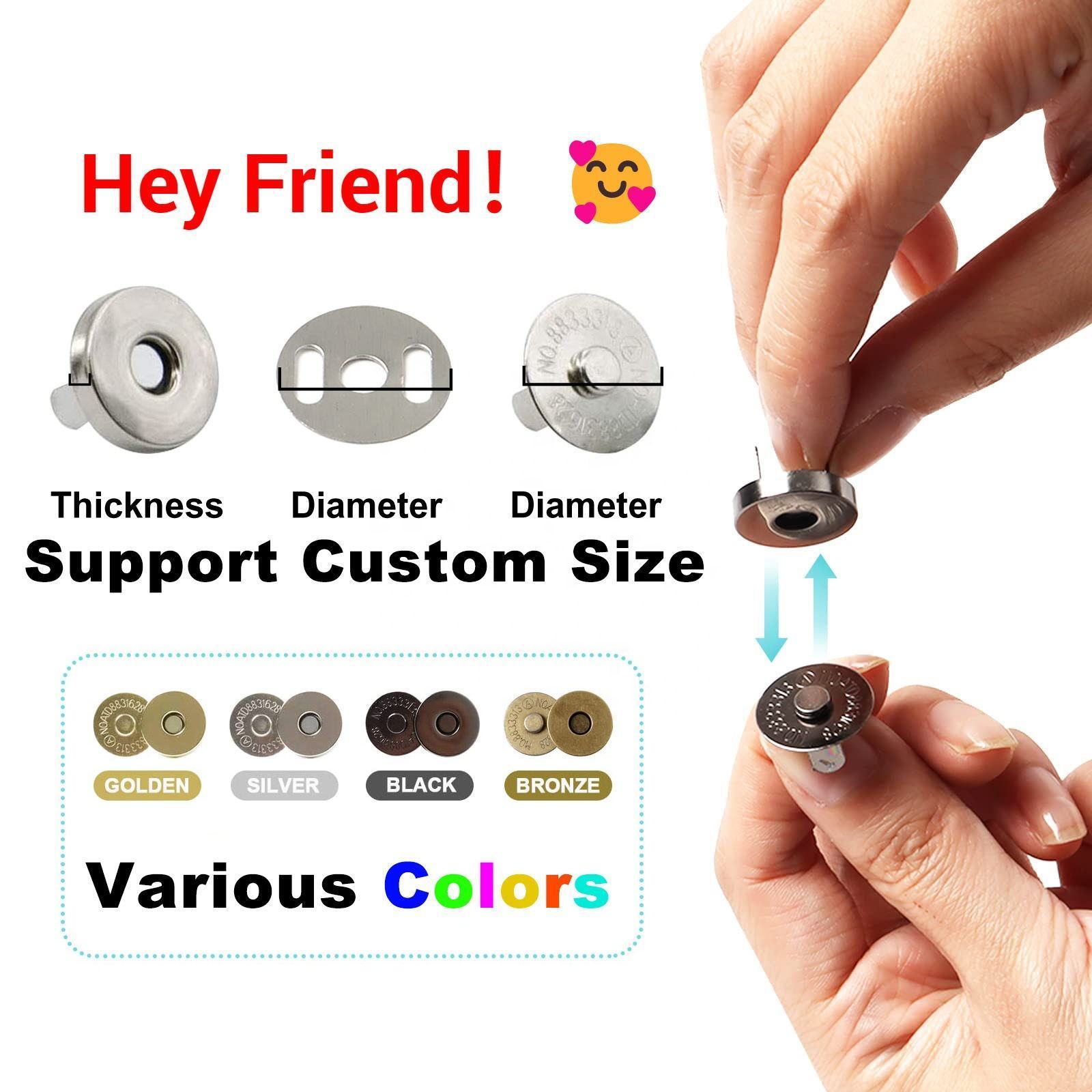 8mm 14mm silver black gold bronze DIY Magnetic Leather Craft Purse bag clothing Magnet Fastener Button Snap clasp for purses bag