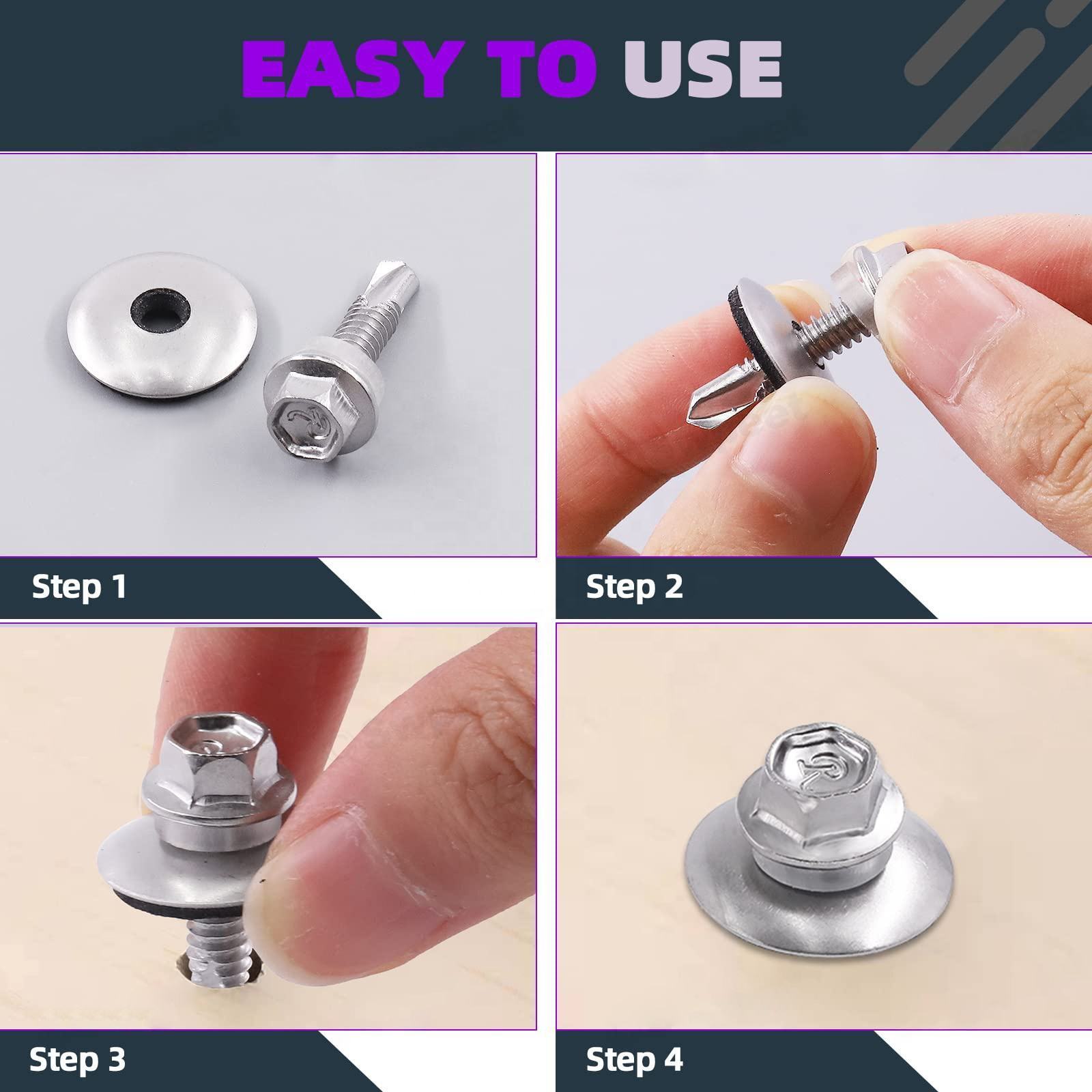 410 Stainless Steel Hex Washer Head Self-tapping roofing Fast Self Tapping Drilling metal Screw for metal