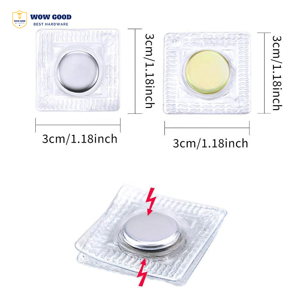 Invisible hidden small Washable Pvc block disc round clothing sewable magnetic magnet button snap sew in magnet PVC for clothing