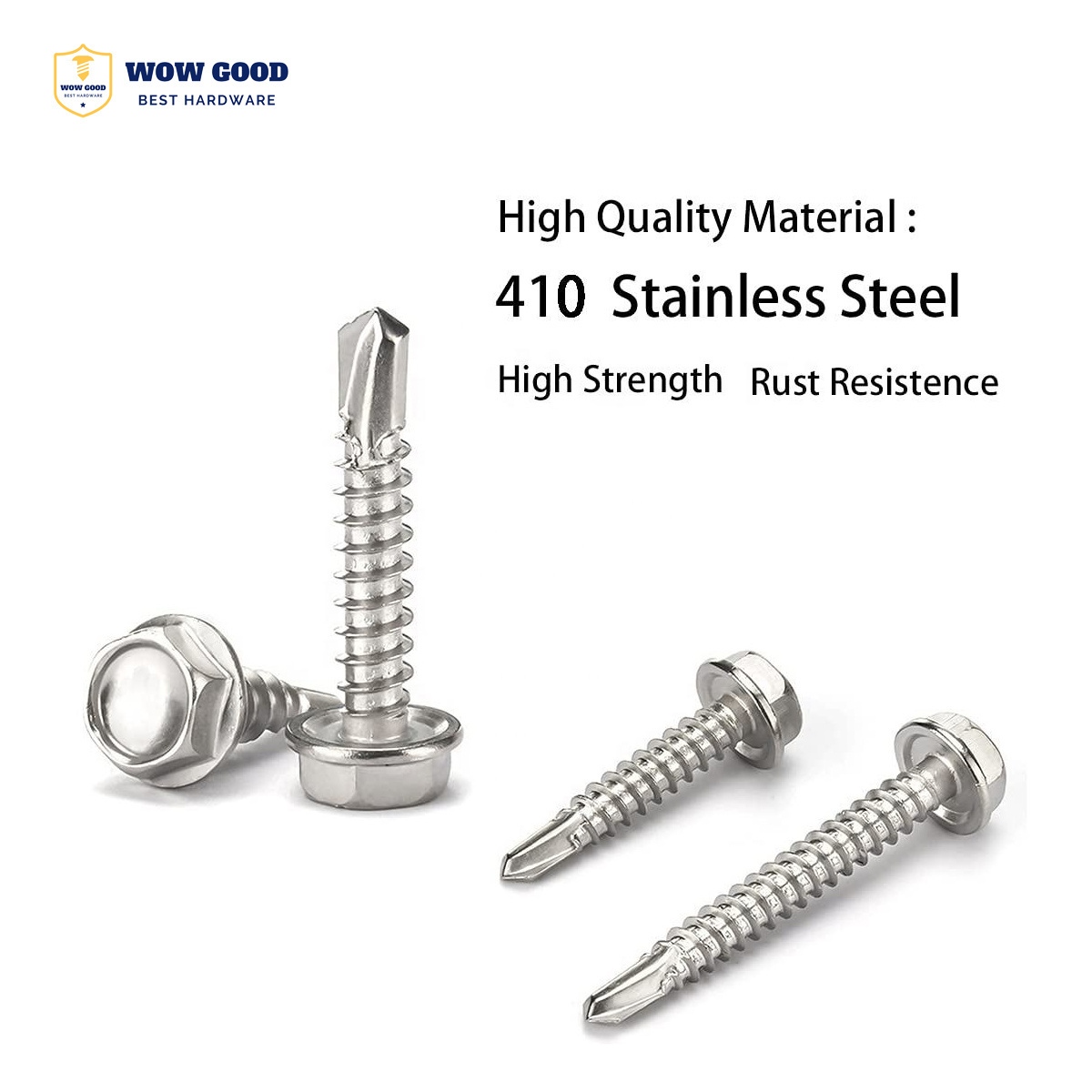 410 Stainless Steel Hex Washer Head Self-tapping roofing Fast Self Tapping Drilling metal Screw for metal