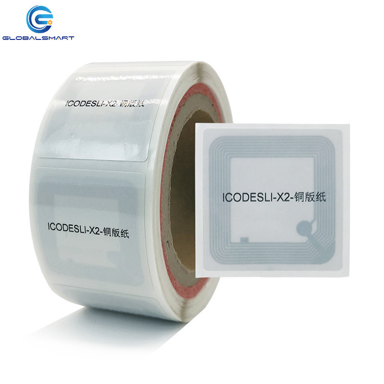 Customized ICODE-SLIX HF RFID library tag ISO15693 50*50mm NFC RFID tag stickers