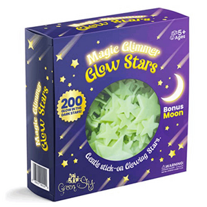 One box of 200 Green Sky Glow Stars Ceiling Stickers Bright Star & Moons Room Decor Glowing Stickers Wall Stickers