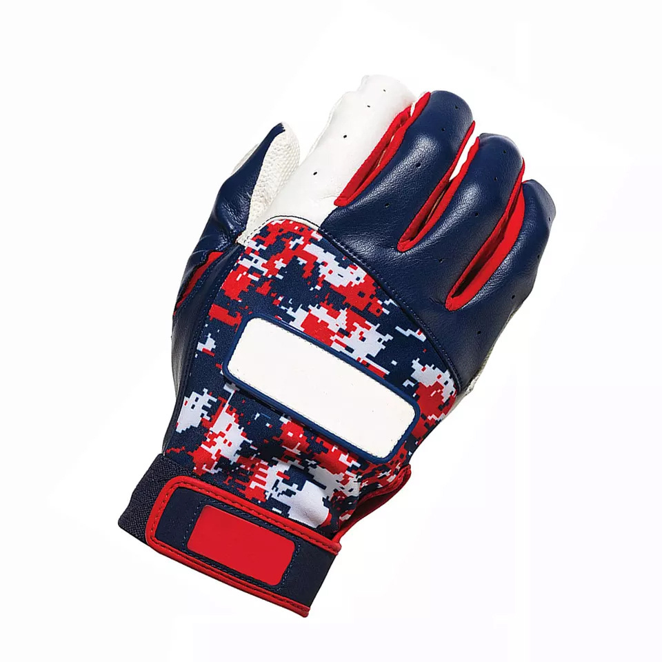 Baseball Battling Gloves With Genuine Leather Heal Patch With Anti Slip Padded Palm and Back With Custom Printed Design