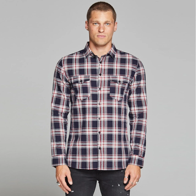 Top branded low price casual design cotton flannel plaid check dress shirt for men