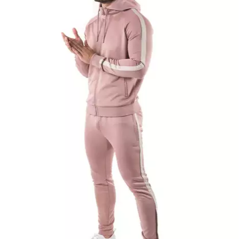 High Quality Custom Design Men Tracksuit Pink / Top Design Men Sweatsuit Fashion design tracksuit sweat suit Manufacturer