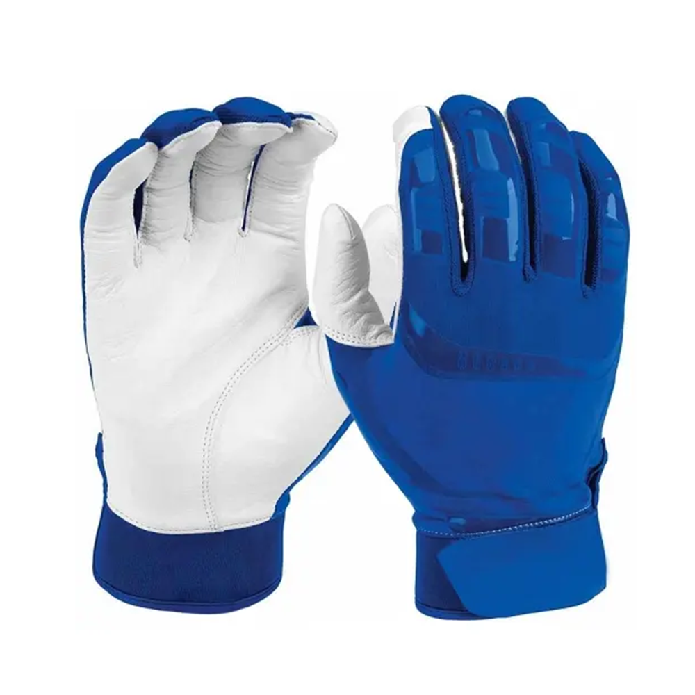 Professional Baseball Battling Gloves In Blue  & White Color Leather Made Outdoor Wear Comfortable Hand Protection Gloves