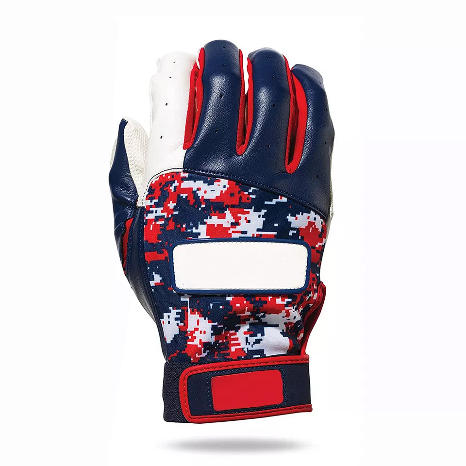 Baseball Battling Gloves With Genuine Leather Heal Patch With Anti Slip Padded Palm and Back With Custom Printed Design