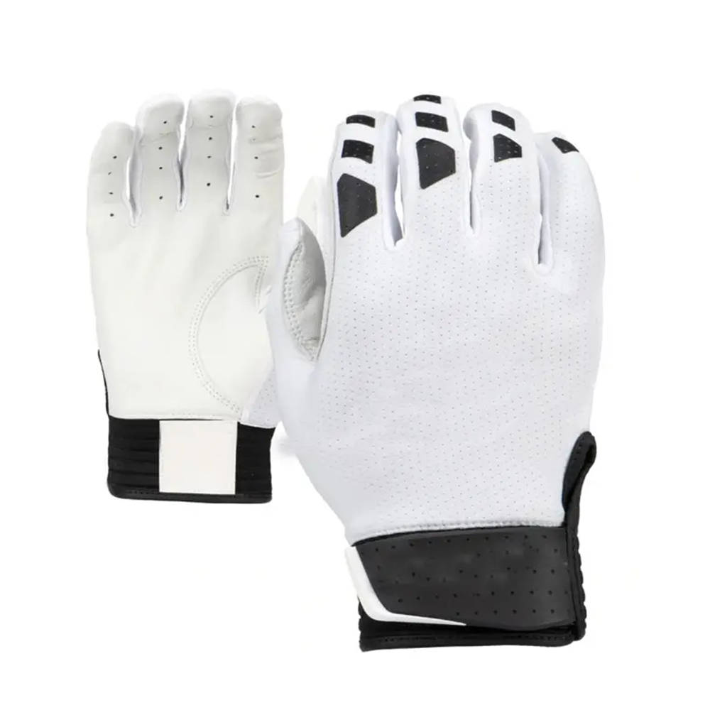 Customized Baseball Battling Gloves In Full White Color PU Leather Made Softball Gloves With Your Own Design & Logo