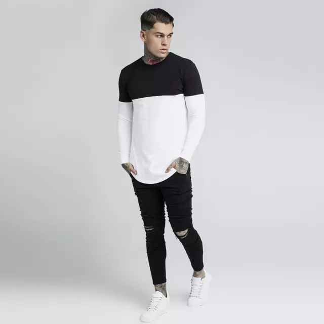 Wholesale full sleeve 100% heavy cotton 180 GSM t-shirt garments cheap price t-shirt three 3 tone t shirt