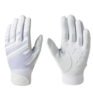 Customized Baseball Battling Gloves In Full White Color PU Leather Made Softball Gloves With Your Own Design & Logo