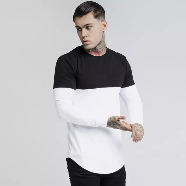 Wholesale full sleeve 100% heavy cotton 180 GSM t-shirt garments cheap price t-shirt three 3 tone t shirt