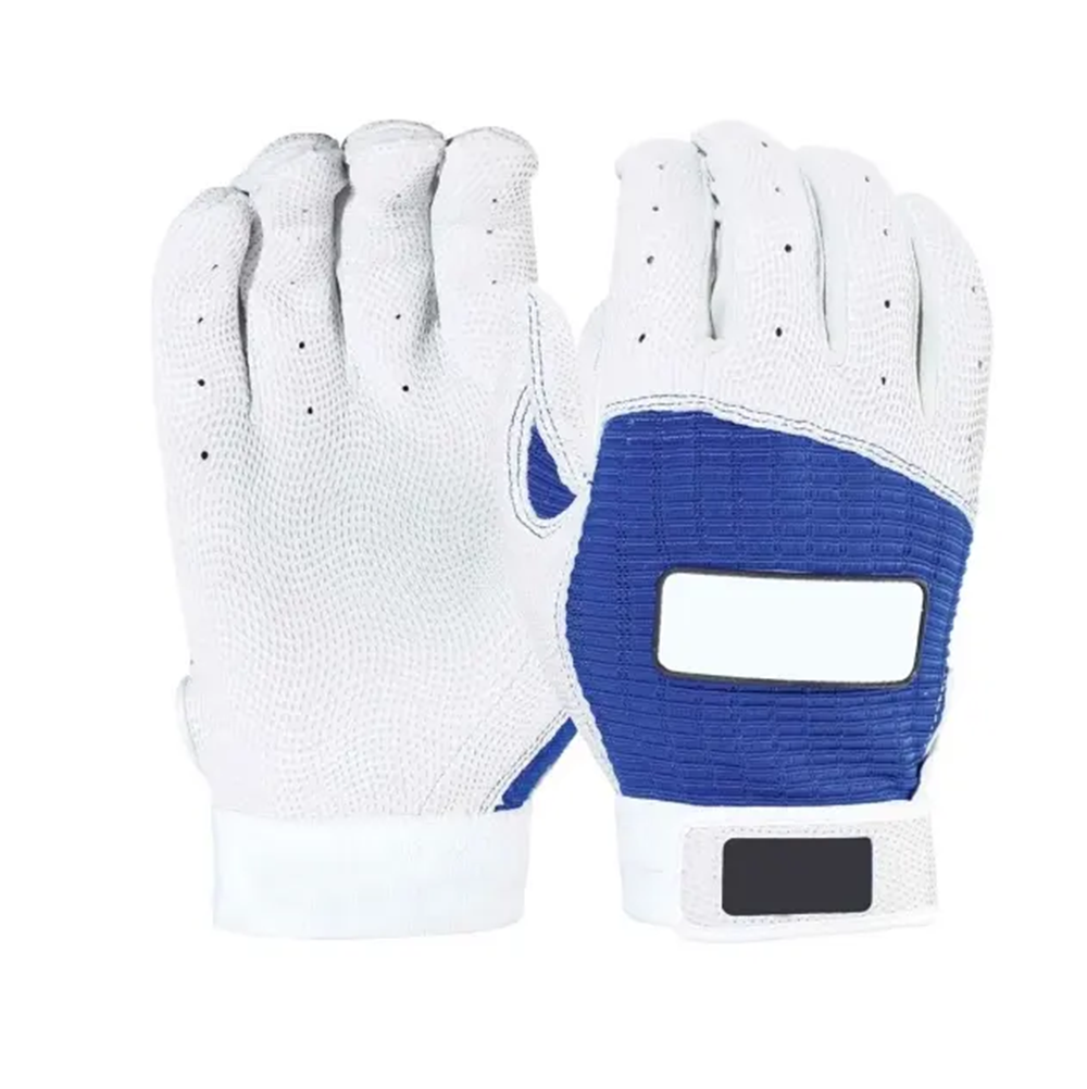 Professional Baseball Battling Gloves In Blue  & White Color Leather Made Outdoor Wear Comfortable Hand Protection Gloves