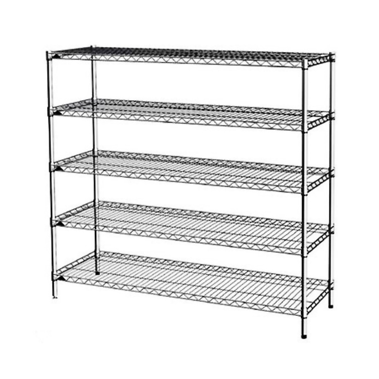 Light Duty NSF & ISO Certified Epoxy Coating And Chrome Plated Layers Mobile Metal Wire Shelving with wheels