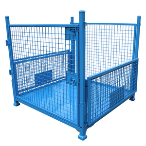 Customized heavy duty folding roll cage wire mesh foldable cage trolly cart 4 sides warehouse galvanized logistics transport