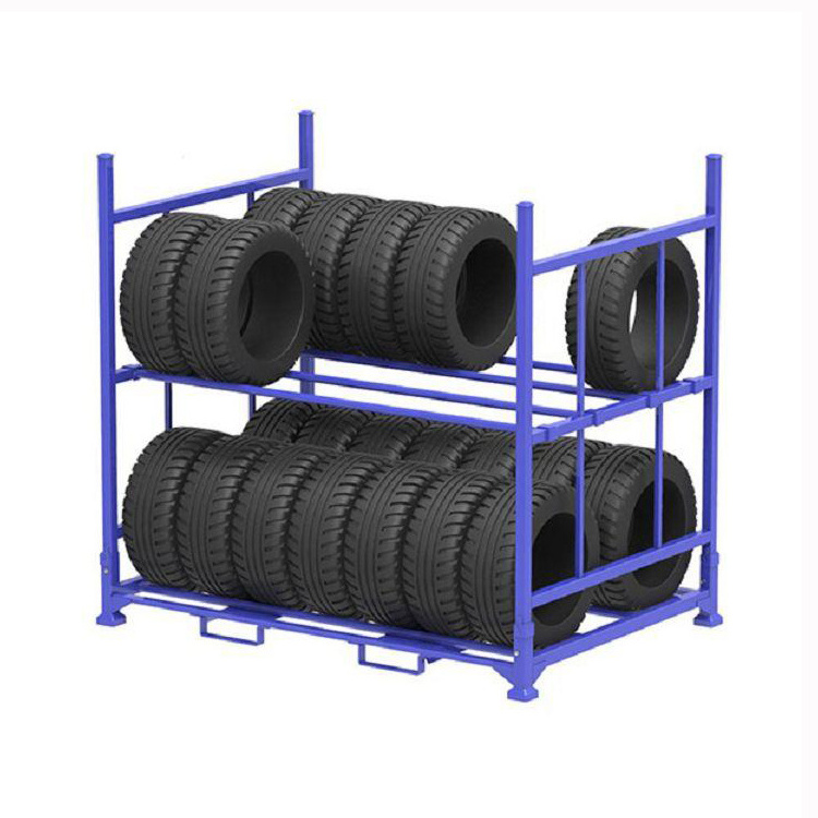 Adjustable Heavy Duty Wholesale Commercial Portable Folding Metal Stacking Steel Storage Truck Tire Pallet Rack